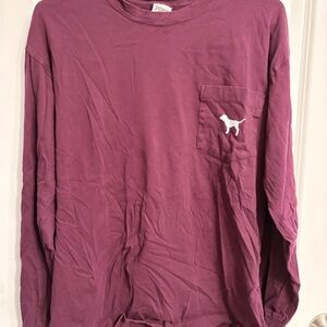 PINK Victoria's Secret Men's Long Sleeve Tee in Plum